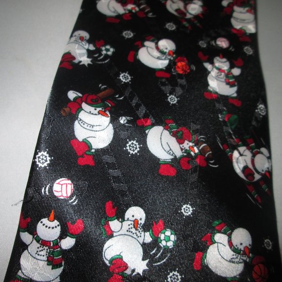 5/$30 Christmas Mens Neck Tie  Greetings Hallmark Snowman Football Basketball - Picture 2 of 2